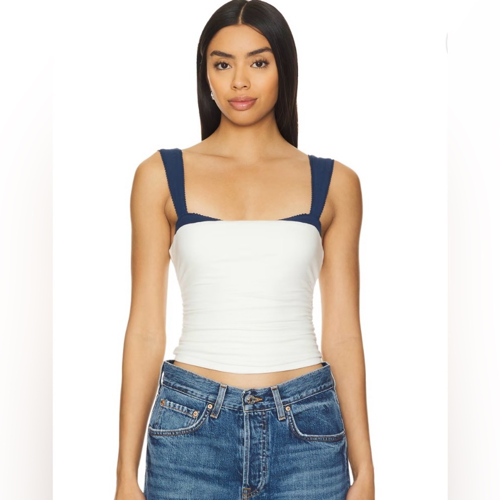 Free People 2 Tone Tank NWOT Ivory Combo Size L